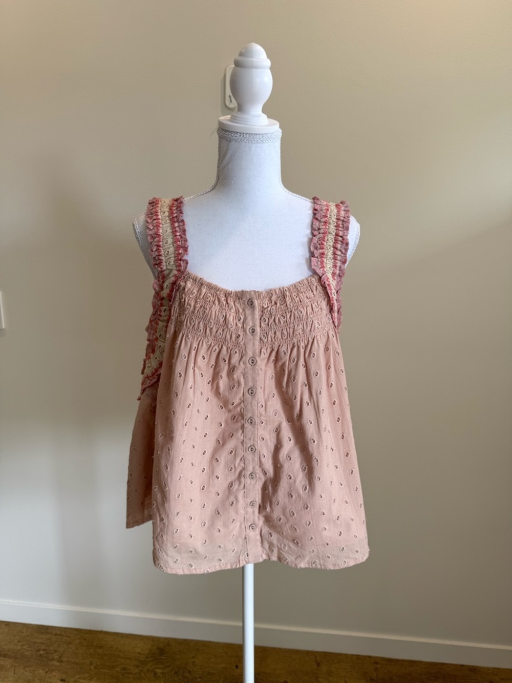 House of Harlow 1960 Peasant Top Eyelet Cottagecore Size Medium Prairie Dainty